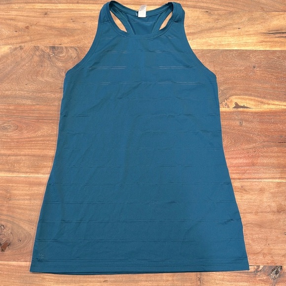 Athleta | high neck | chi double stripe | tank top | size XS | teal - Picture 1 of 6